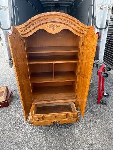 Free delivery used Solid Oak Armoire with Bottom Drawer - Photo 6