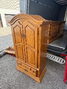 Free delivery used Solid Oak Armoire with Bottom Drawer - Photo 7