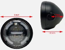 LED Motorcycle Headlight 6 inch Retro Cafe Racer & Streetfighter - Photo 2