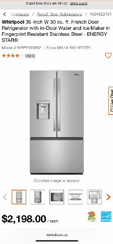 NEW 36" Water & Ice Maker Fridge (30 Cu.Ft) Stainless Steel - Photo 10
