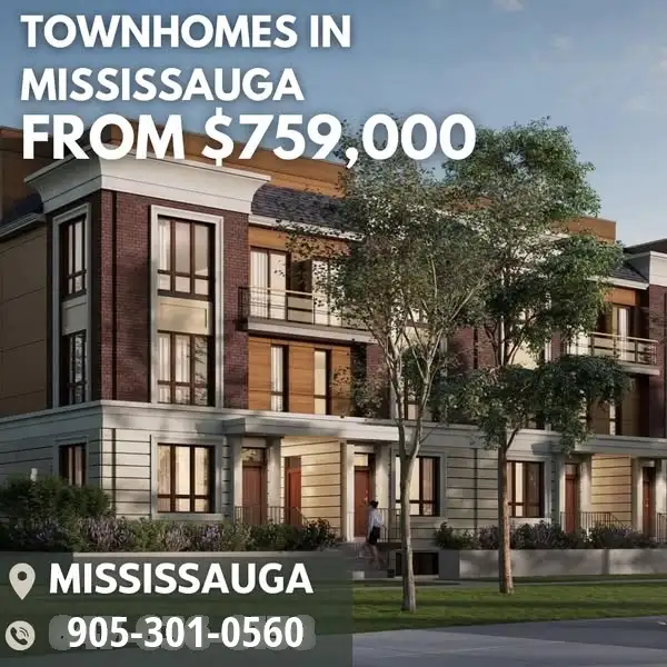 Townhomes in Mississauga from $759,000 - occupancy 2026/2027