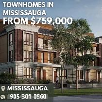 Townhomes in Mississauga from $759,000 - occupancy 2026/2027