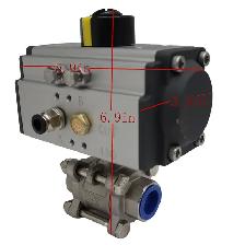 3/4' 3 piece Pneumatic Actuated Ball Valve Single Acting 140123 - Photo 7