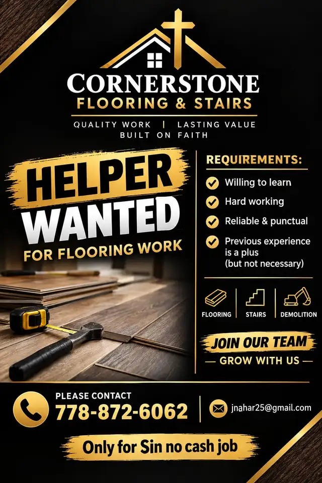 Flooring work $15/HR (no cash job)