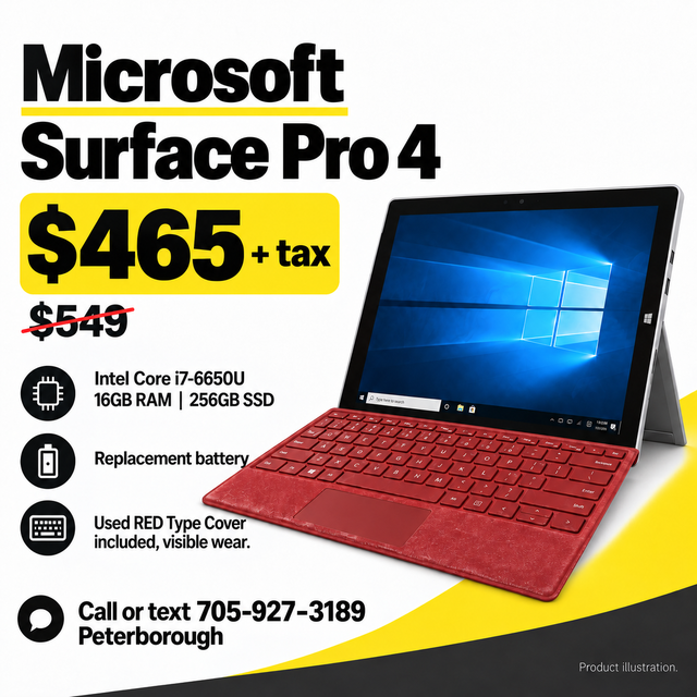Surface Pro 4 i7 / 16GB / 256GB - Red Type Cover - $465   tax