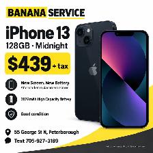 iPhone 13 128GB Midnight - New Screen & High Capacity Battery