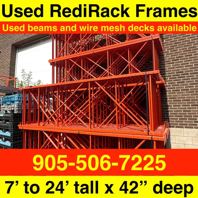 Large selection of used redirack uprights 7' tall up to 26' tall
