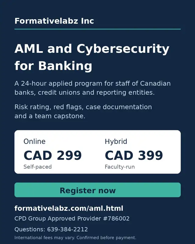 AML and Cybersecurity Course for Banking Staff, Calgary