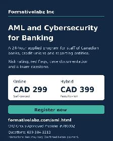 AML and Cybersecurity Course for Banking Staff, Calgary