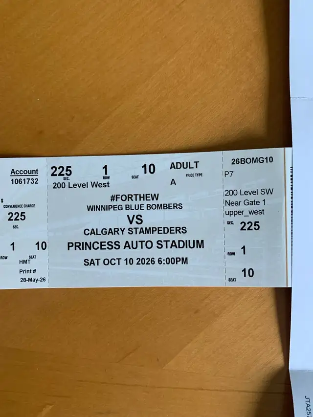 Great seat to Bombers last home game today