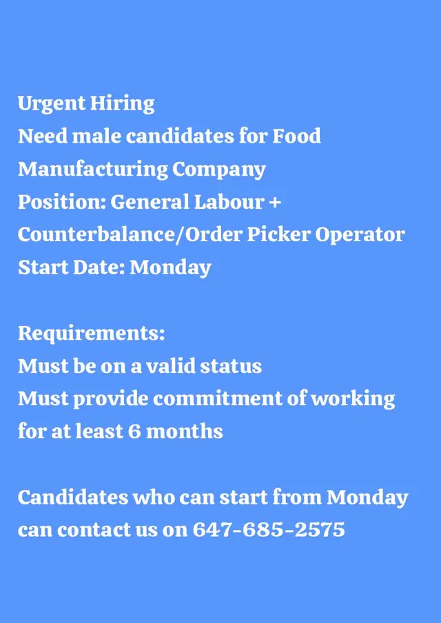 General Labour with Forklift license