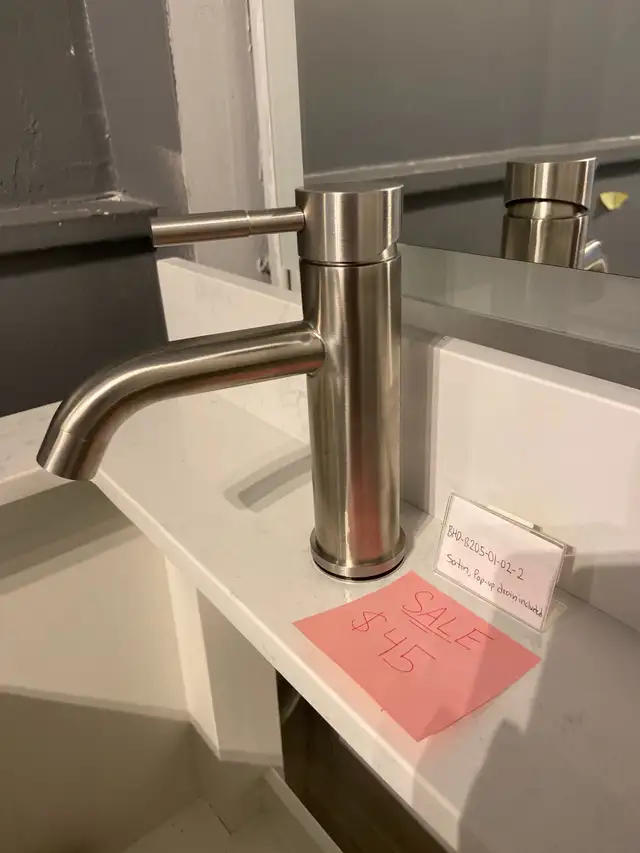 Brushed nickel bathroom faucet- includes pop up drain