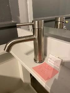 Brushed nickel bathroom faucet- includes pop up drain