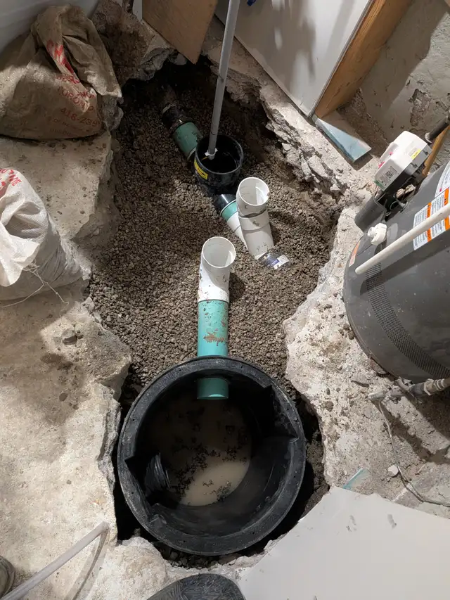 DRAIN SNAKE SUMP PUMP ISSUE WATERPROOFING ROUGH IN WASHROOM WET