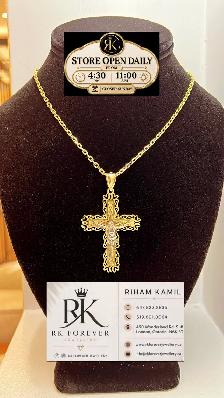 10K  yellow Gold Chain & Cross # R 60