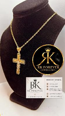 10K  yellow Gold Chain & Cross # R 60 - Photo 3