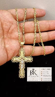 10K  yellow Gold Chain & Cross # R 60 - Photo 5