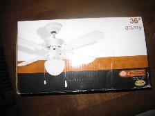 NEW IN BOX 36'CANARM WHITE 4 BLADE WITH LIGHT 3 SPEEDS FWD & REV