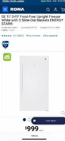 NEW 32.88" GE Upright Freezer Frost Free (17.3 Cu.Ft) - Photo 10