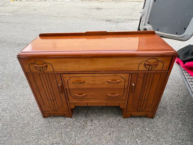 Free delivery used Vintage Art Deco Wooden Sideboard
