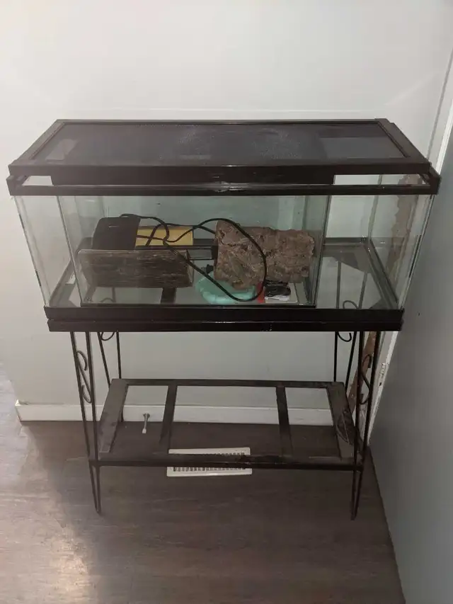 2 Glass Reptile Tanks, 1 Stand, in Good Condition w/ Accessories