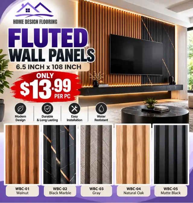 Fluted Wall Panels 6.5 inch x 108 inch sale $13.99 per pc
