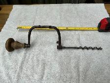 Antique 19th Century Hand Bit Brace Drill  !
