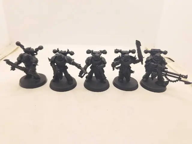 Warhammer 40k 5 Chaos Space Marine Legionaries Primed Black