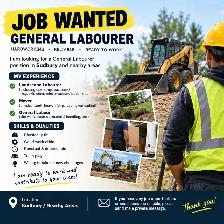 GENERAL LABOURER AVAILABLE – SUDBURY