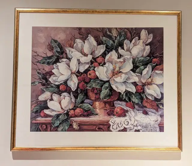 Framed lithograph by Barbara Mock