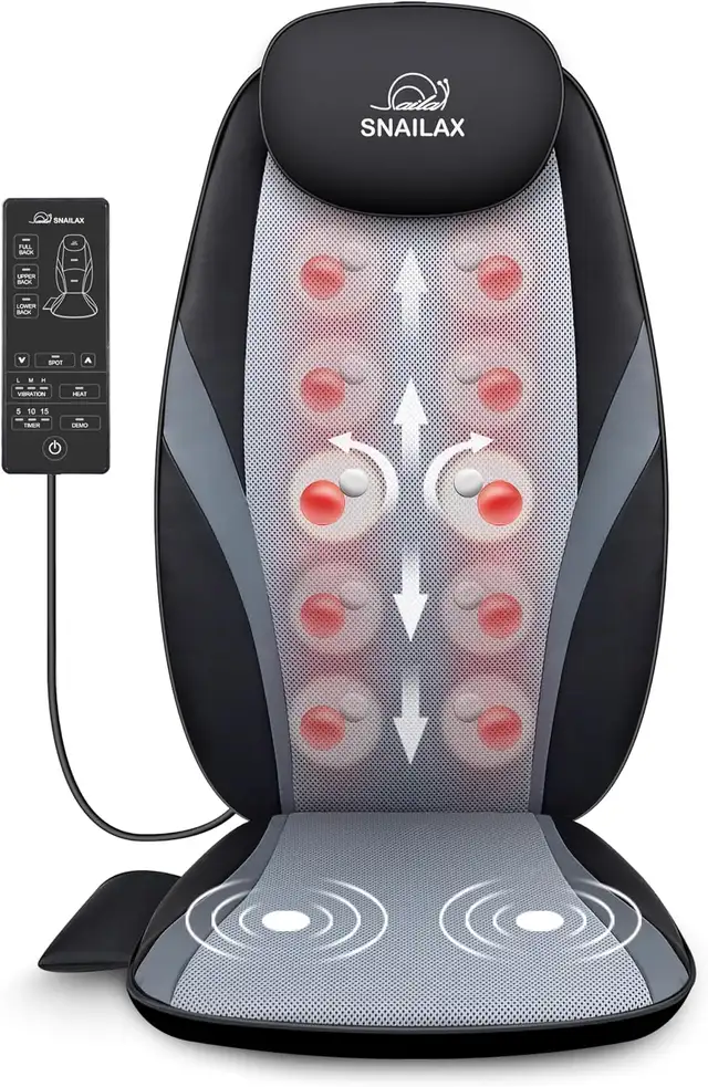 Snailax Shiatsu Back Massager with Heat – Black only 60$