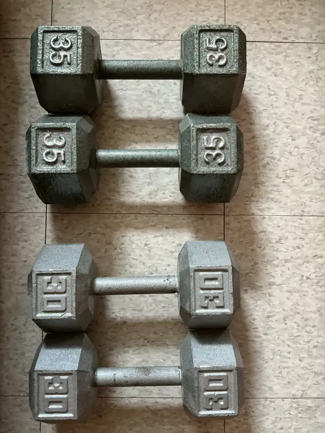 30 lb Dumbbells set of 2 or  35 lb Dumbbells set of 2. Hamilton.