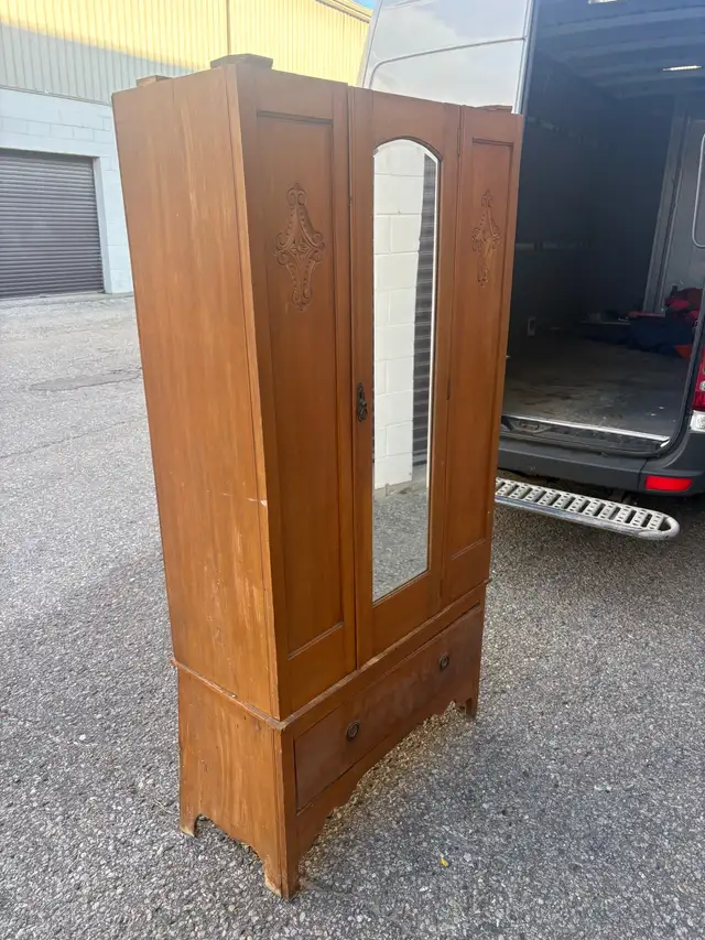 Free delivery antique Vintage Wooden Armoire with Mirror