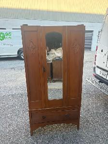 Free delivery antique Vintage Wooden Armoire with Mirror - Photo 2