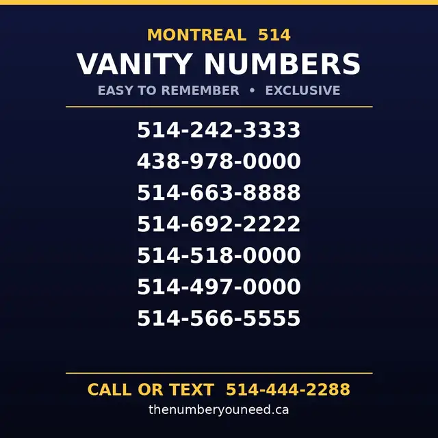 easy to remember 514 montreal exclusive phone numbers for sale