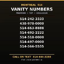 Exclusive premium vanity vip Montreal 514 phone numbers for sale