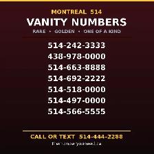Montreal 514 rare easy golden vanity vip phone number for sale