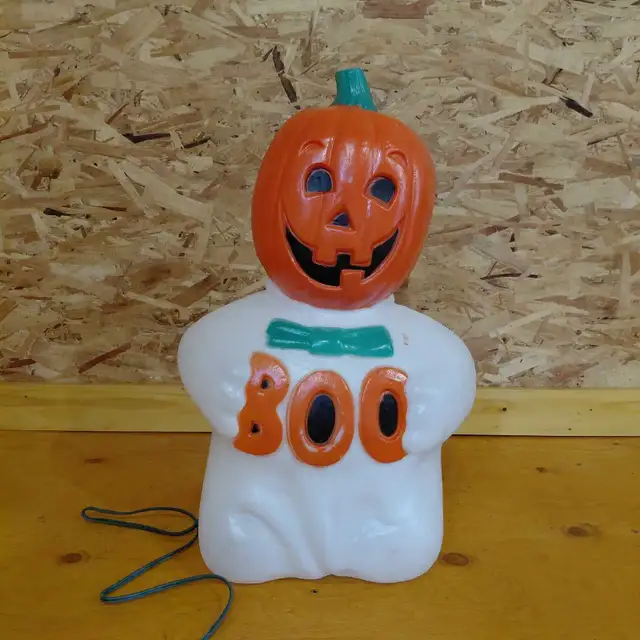 Fantôme citrouille illuminé vintage en plastique blow mold