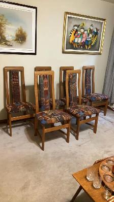 Mid century. TEAK TECK. Ensemble salle à manger. 6 chaises chair