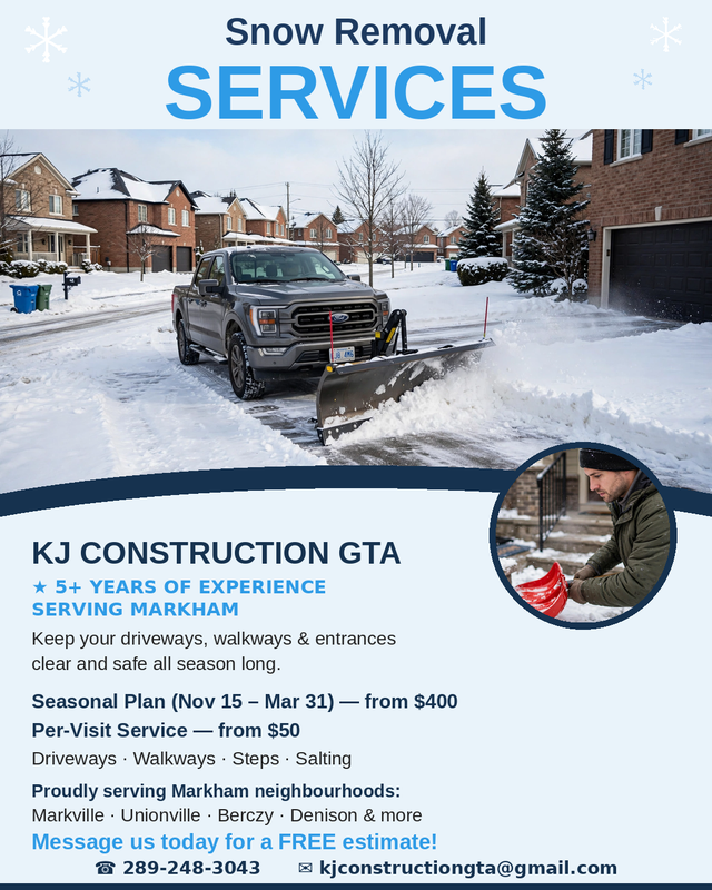 Markham Snow Removal ❄ Free Estimate — KJ Construction GTA