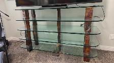 CUSTOM GLASS & STONE , TV/STEREO UNIT , Like New - Photo 3
