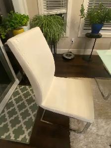 6 White Faux-Leather Dining Chairs — $20 each or $100 for all - Photo 2
