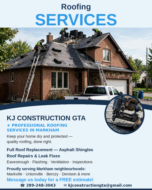 Markham Roofing Services — Free Estimate | KJ Construction GTA