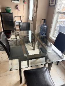 Glass Dining Table 4 Chairs