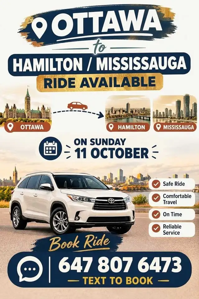 ottawa on to tornto missisauga hamilton