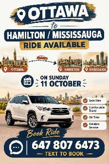 ottawa to tornto missisauga rodeshare or privste ride