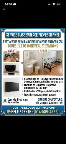 Service d'assemblage de meubles & Montage TV professionne