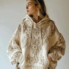 MAISON VÉLINE Sweat Femme Imprimé 3D Stéréoscopique Beige