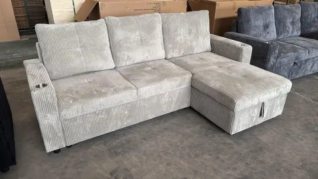 Brand New Corduroy Sleeper Sectional Sofa Bed