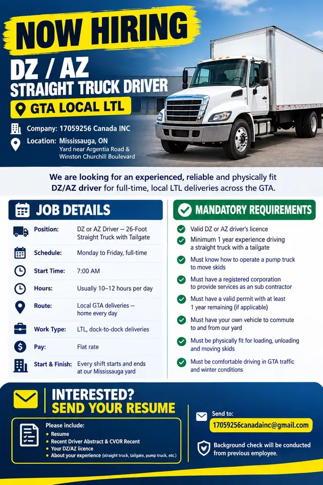 DZ/AZ driver needed GTA local
